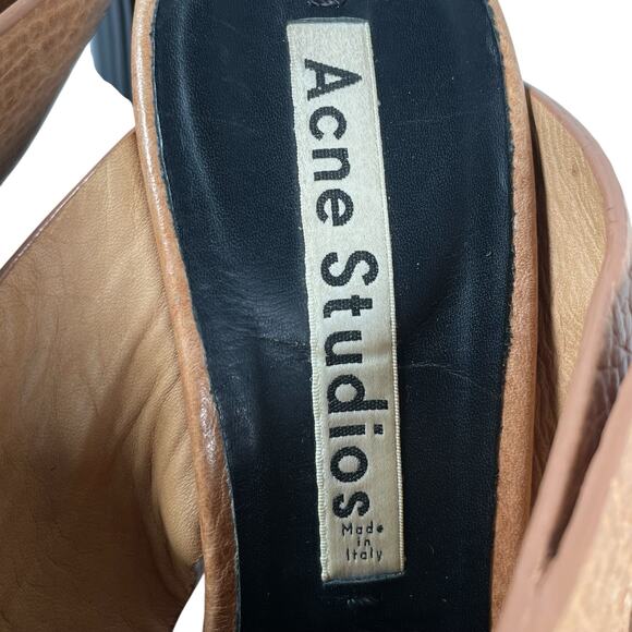 ACNE STUDIOS Womens 11 / 41 Peep Toe Mule Stud Leather Heels ITALY - Picture 9 of 12